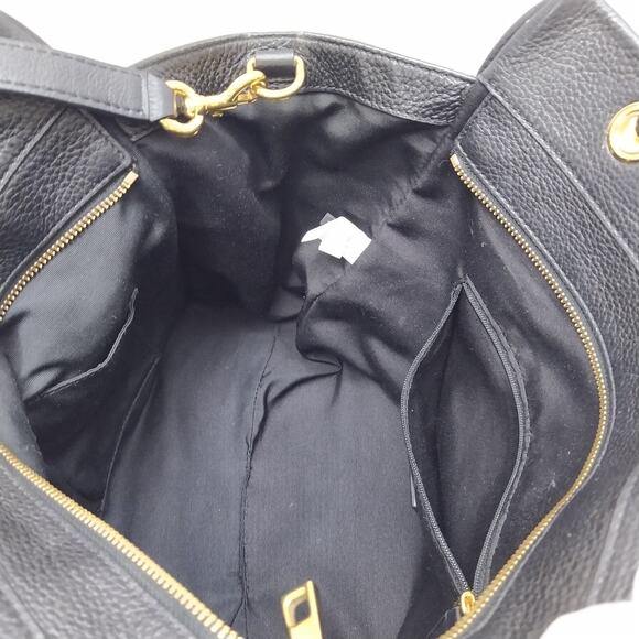 Marc Jacobs Black Pebbled Leather Double Handles Zipper Satchel Shoulder Bag - Picture 11 of 16